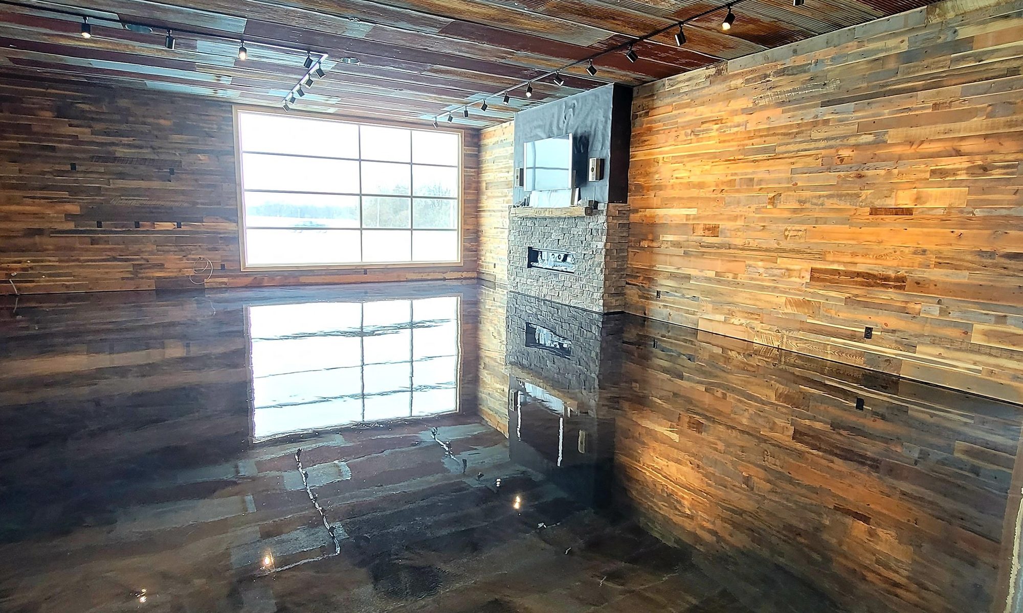 Mirror-finish metallic floor coating by Lake Effect Coatings